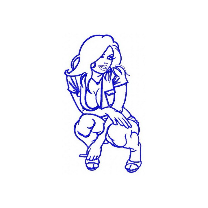 Sexy brunette 4 embroidery design - Embroidery Design