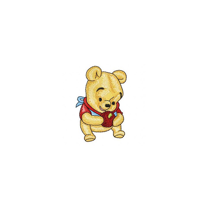 Baby Pooh with apple embroidery design - Embroidery Design