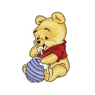 Baby Pooh eat honey embroidery design - Embroidery Design