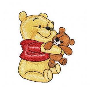 Baby Pooh with toy embroidery design - Embroidery Design