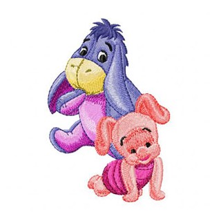Baby Eeyore and Piglet together embroidery design - Embroidery Design