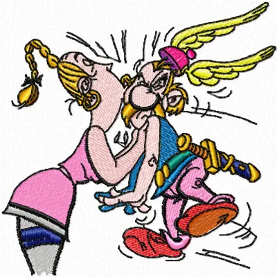 Best Kiss Embroidery Design | Asterix & Falbala Romance