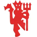 Manchester United Football Club Red Devil Logo embroidery design, featuring the iconic red devil and club crest.