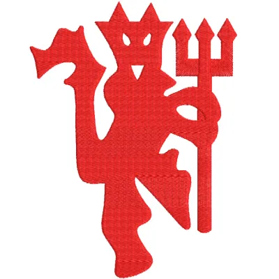 Manchester United Football Club Red Devil Logo embroidery design, featuring the iconic red devil and club crest.