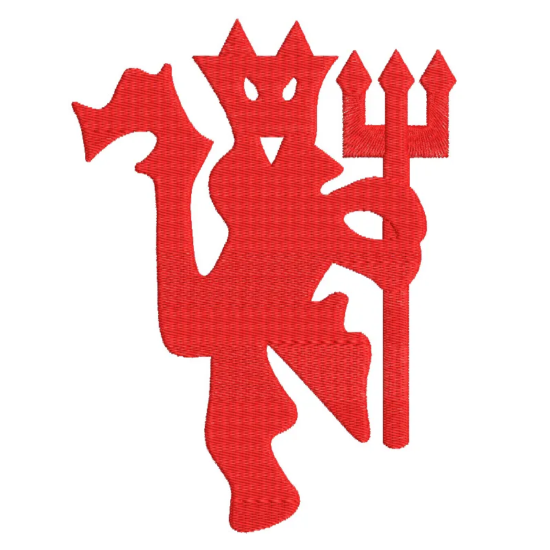 Manchester United Football Club Red Devil Logo embroidery design, featuring the iconic red devil and club crest.