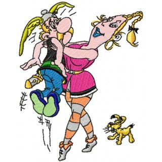 Asterix and Falbala embroidery design - Embroidery Design