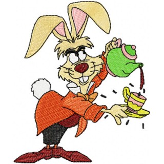 March Hare with tea pot embroidery design - Embroidery Design