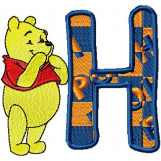 Winnie Pooh Alphabet letter H embroidery design - Embroidery Design