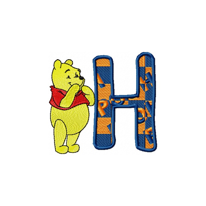 Winnie Pooh Alphabet letter H embroidery design - Embroidery Design