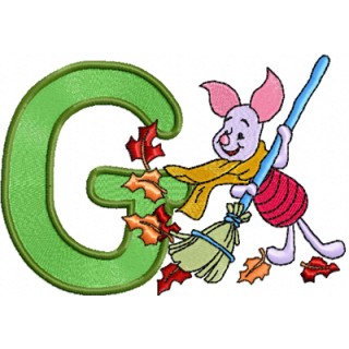 Piglet with letter G embroidery design - Embroidery Design