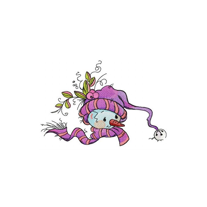 Purple winter set for snowman embroidery design - Embroidery Design