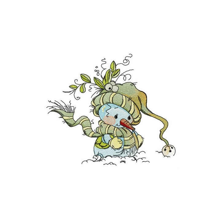 Disappointed snowman embroidery design - Embroidery Design