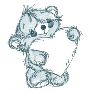 Teddy bear with huge Valentine card embroidery design - Embroidery Design