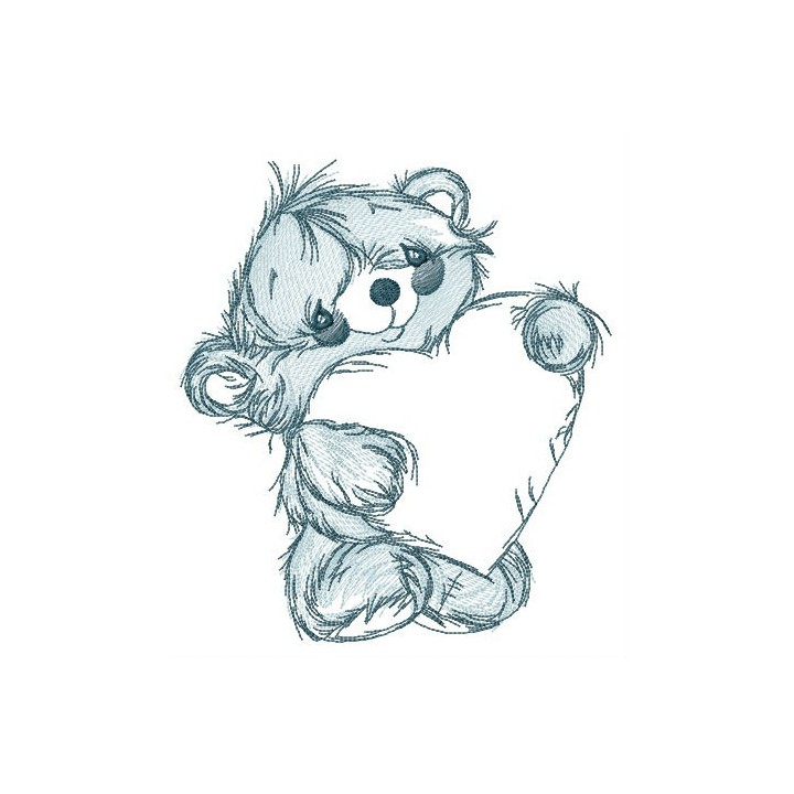 Teddy bear with huge Valentine card embroidery design - Embroidery Design