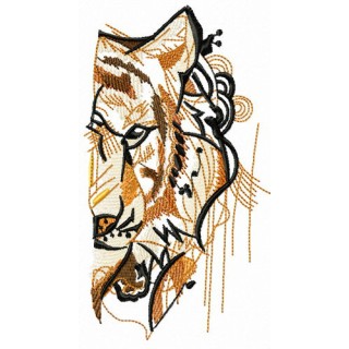 Striped predator's muzzle embroidery design - Embroidery Design