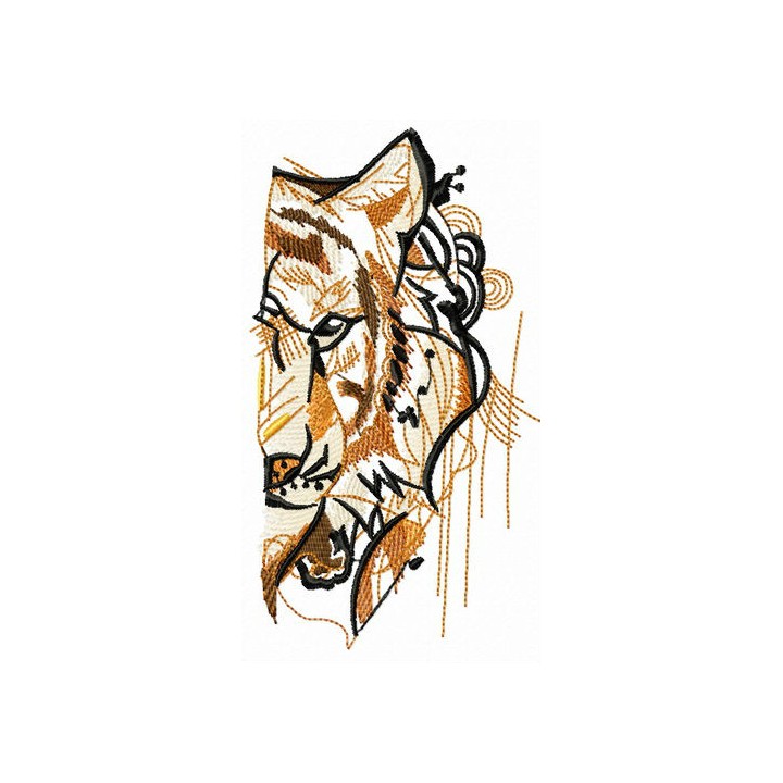 Striped predator's muzzle embroidery design - Embroidery Design