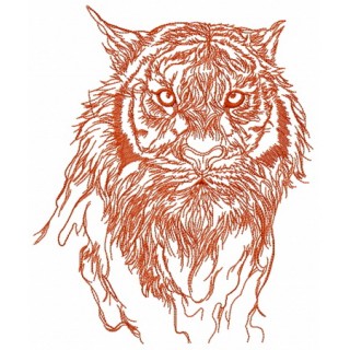 Tiger after rain embroidery design - Embroidery Design