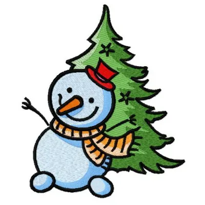 Happy snowman 3 embroidery design preview showing cheerful snowman stitching pattern
