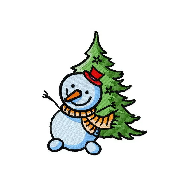 Happy snowman 3 embroidery design preview showing cheerful snowman stitching pattern