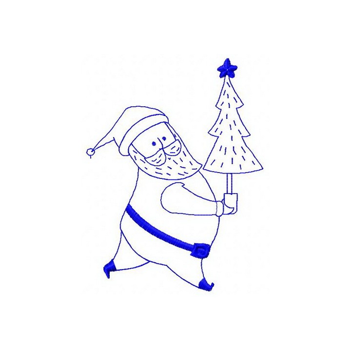 Santa with fir-tree 4 embroidery design - Embroidery Design