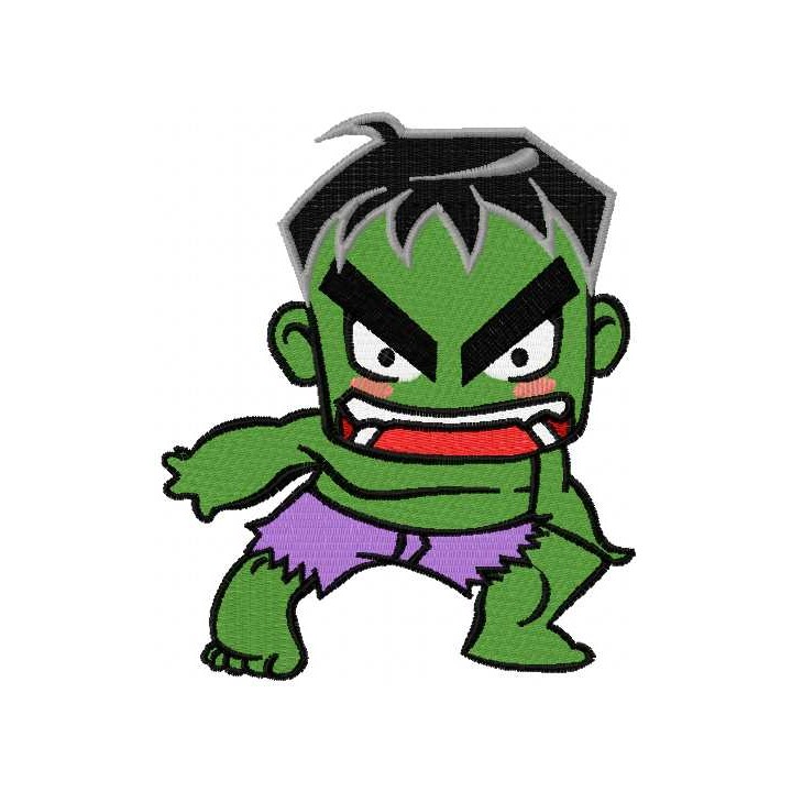 Incredible Hulk chibi 2 embroidery design - Embroidery Design