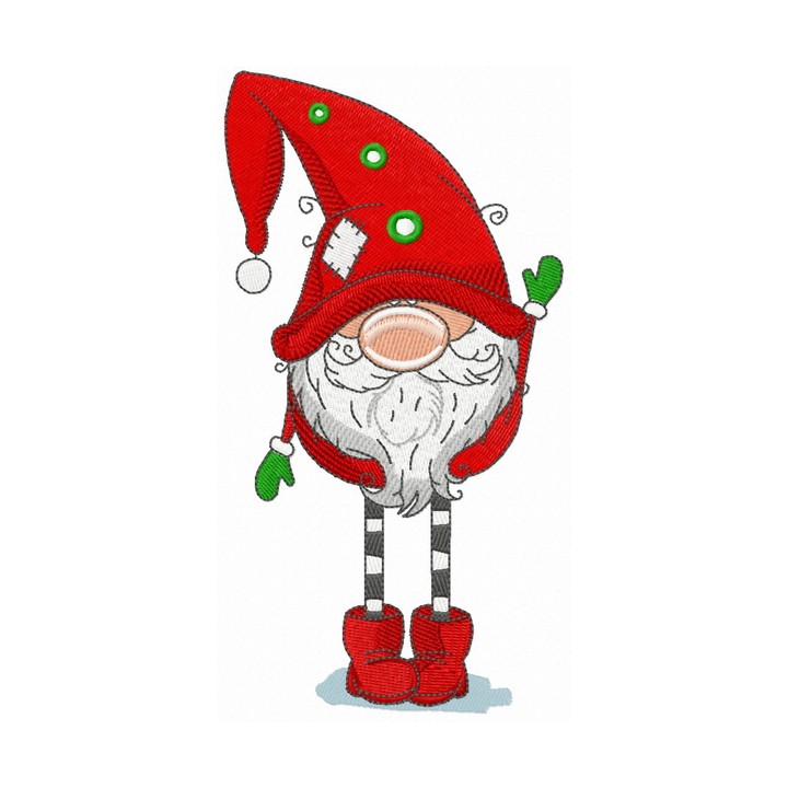 Gnome in red phrygian cap and boots embroidery design - Embroidery Design