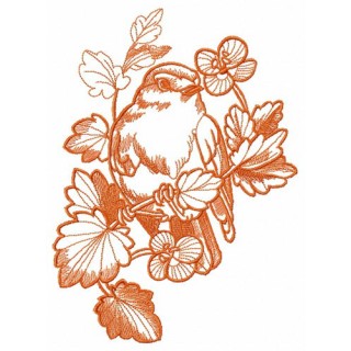 Bird hiding in flowers embroidery design - Embroidery Design