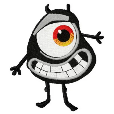Funny microbe 2 embroidery design featuring a whimsical monster character with playful details