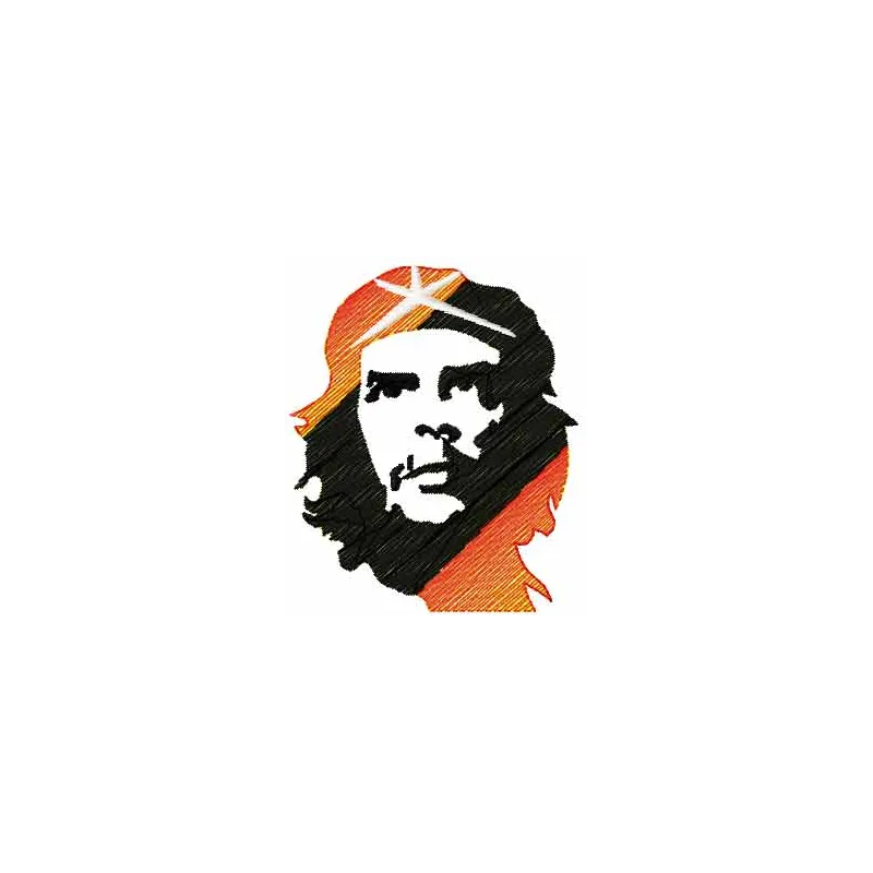 Che embroidery design featuring iconic portrait in stitched detail