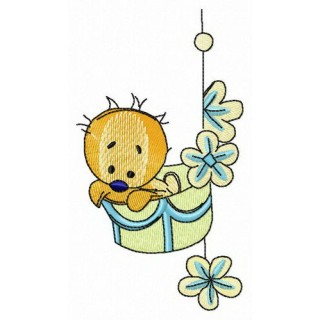 Chick in basket embroidery design - Embroidery Design