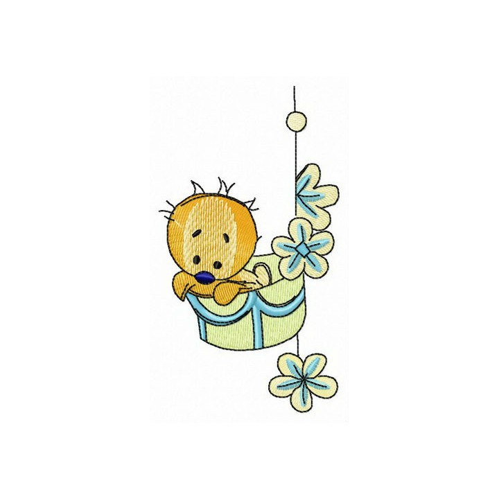 Chick in basket embroidery design - Embroidery Design