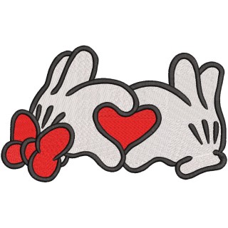 Valentine Mickey Mouse Couple Side Bow embroidery design - Embroidery Design