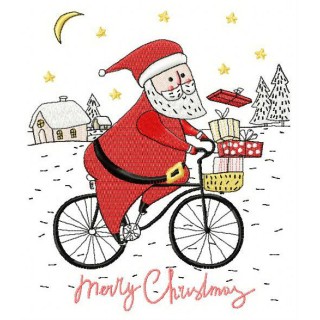 Santa cycling 2 embroidery design - Embroidery Design
