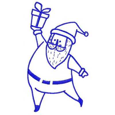 Santa Claus embroidery design with 'Present for You' text, digital stitching pattern preview