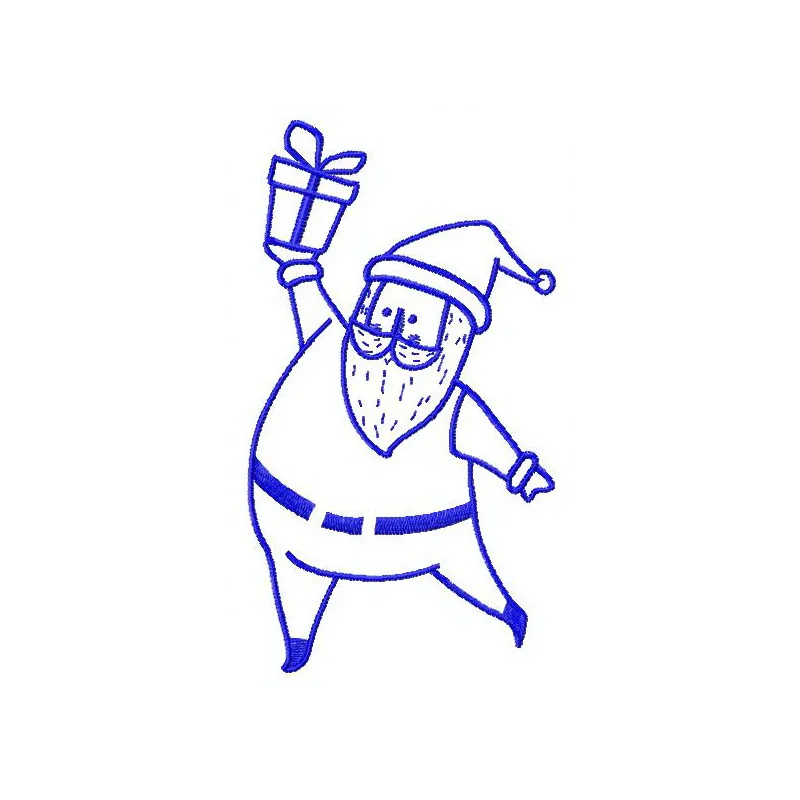 Santa Claus embroidery design with 'Present for You' text, digital stitching pattern preview