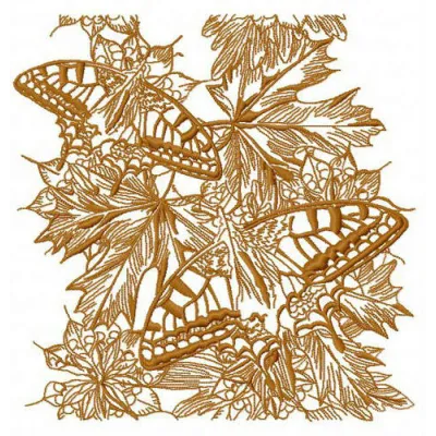 Autumn butterflies 2 embroidery design preview showing detailed stitching pattern
