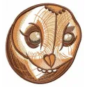 Owl's head embroidery design preview showing detailed stitching pattern for embroidery machines