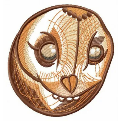 Owl's head embroidery design preview showing detailed stitching pattern for embroidery machines