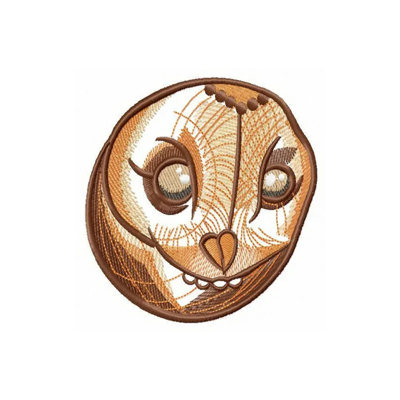 Owl's head embroidery design preview showing detailed stitching pattern for embroidery machines