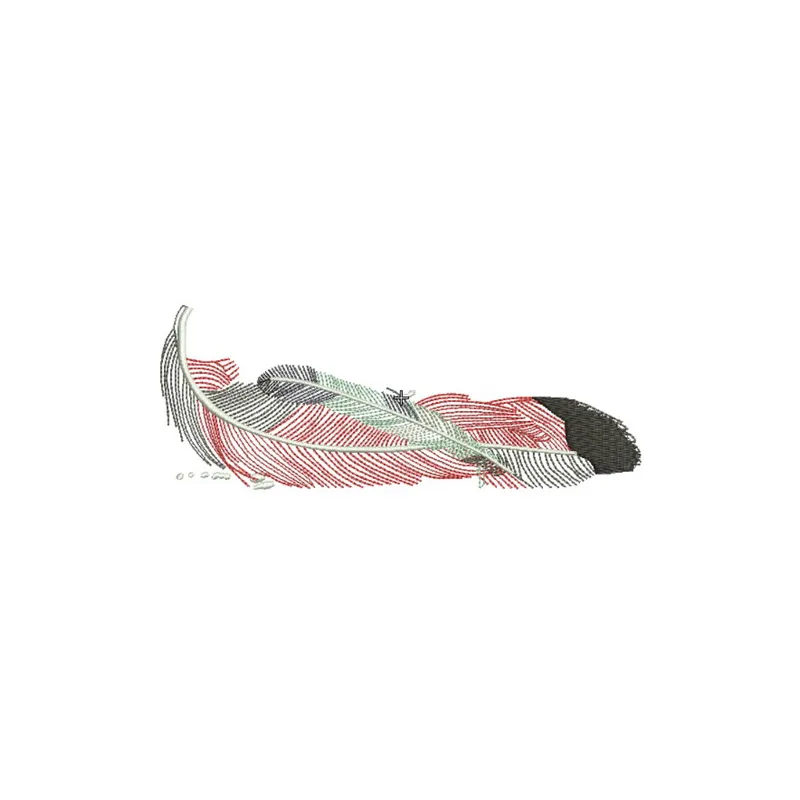 Feathers 2 embroidery design preview showing detailed stitching pattern