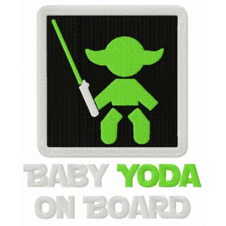 Baby Yoda on board embroidery design - Embroidery Design