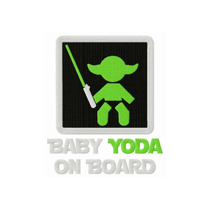 Baby Yoda on board embroidery design - Embroidery Design