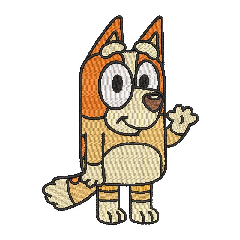 Embroidery design of Bluey Bingo, featuring vibrant colors and playful details, perfect for crafting projects.