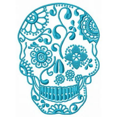 Skull with floral pattern embroidery design preview