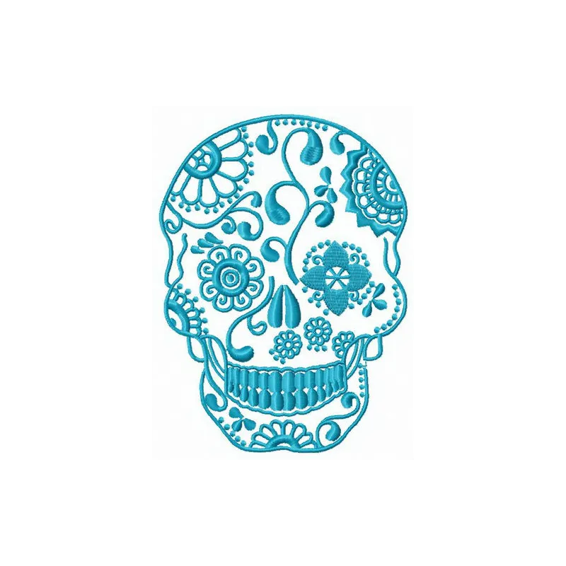 Skull with floral pattern embroidery design preview
