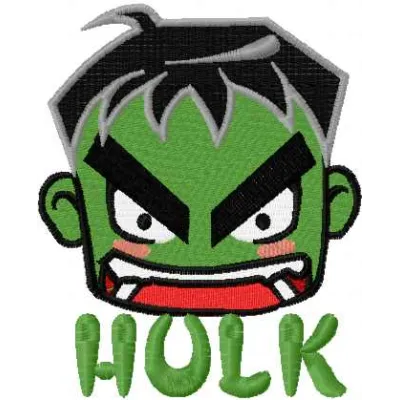 Incredible Hulk chibi 3 embroidery design preview showing cute cartoon character stitching pattern