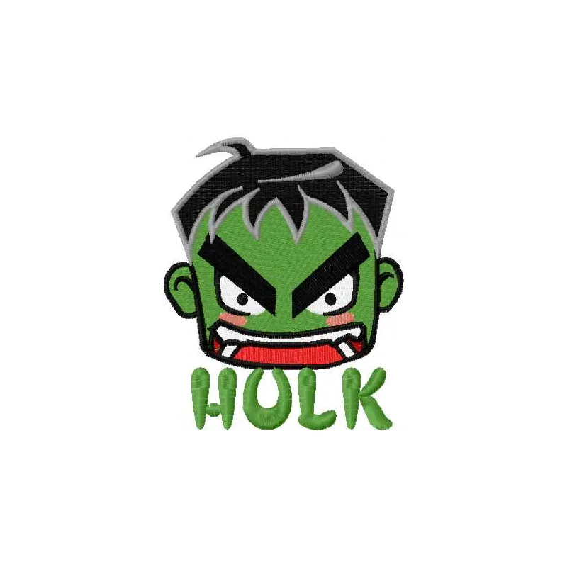 Incredible Hulk chibi 3 embroidery design preview showing cute cartoon character stitching pattern