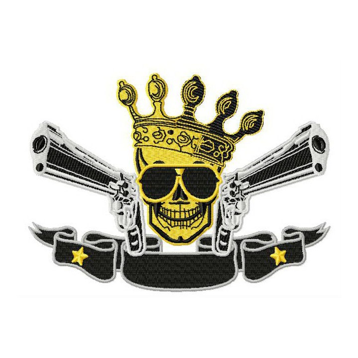 Skull, crown, guns 2 embroidery design - Embroidery Design