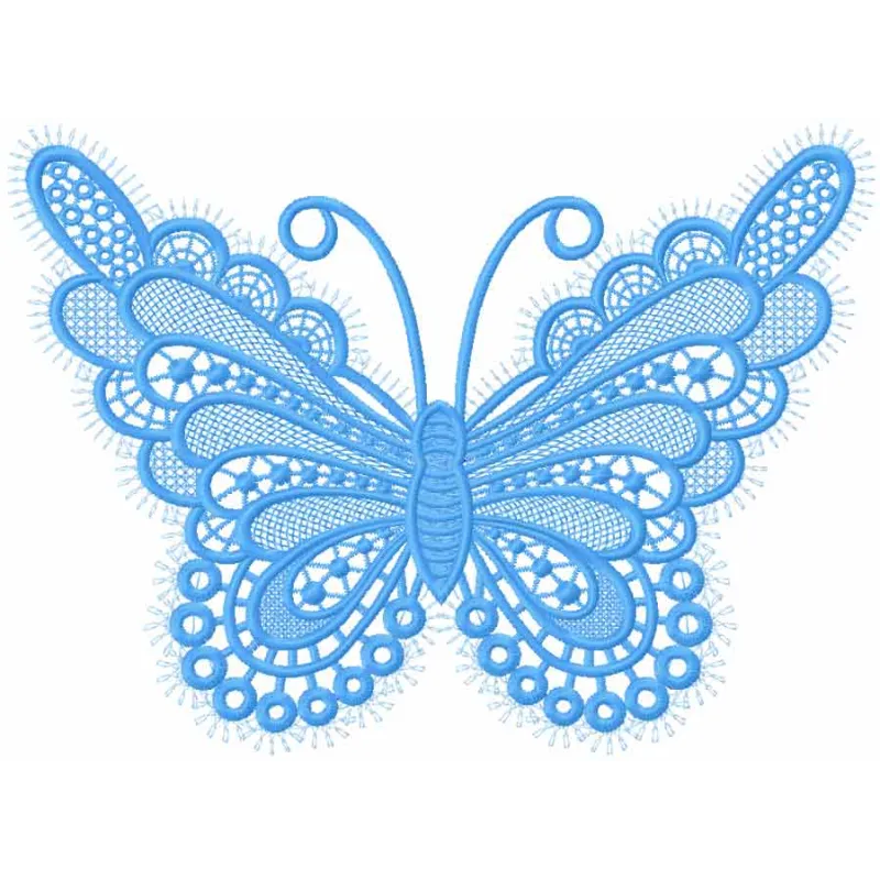 Butterfly lace applique embroidery design with delicate wings and ornamental details
