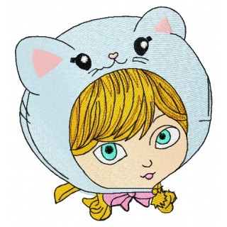 Girl in cat hat 5 embroidery design - Embroidery Design